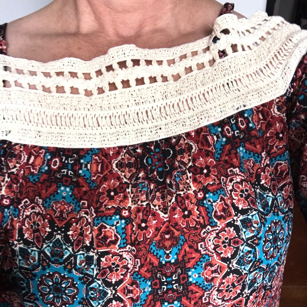 Women’s off the shoulder dress.